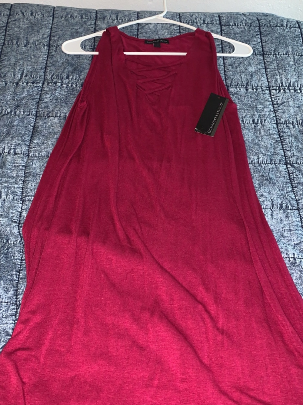 Sleeveless Crisscross Front Maxi Dress - Deep Berry  $55 tags on it size medium